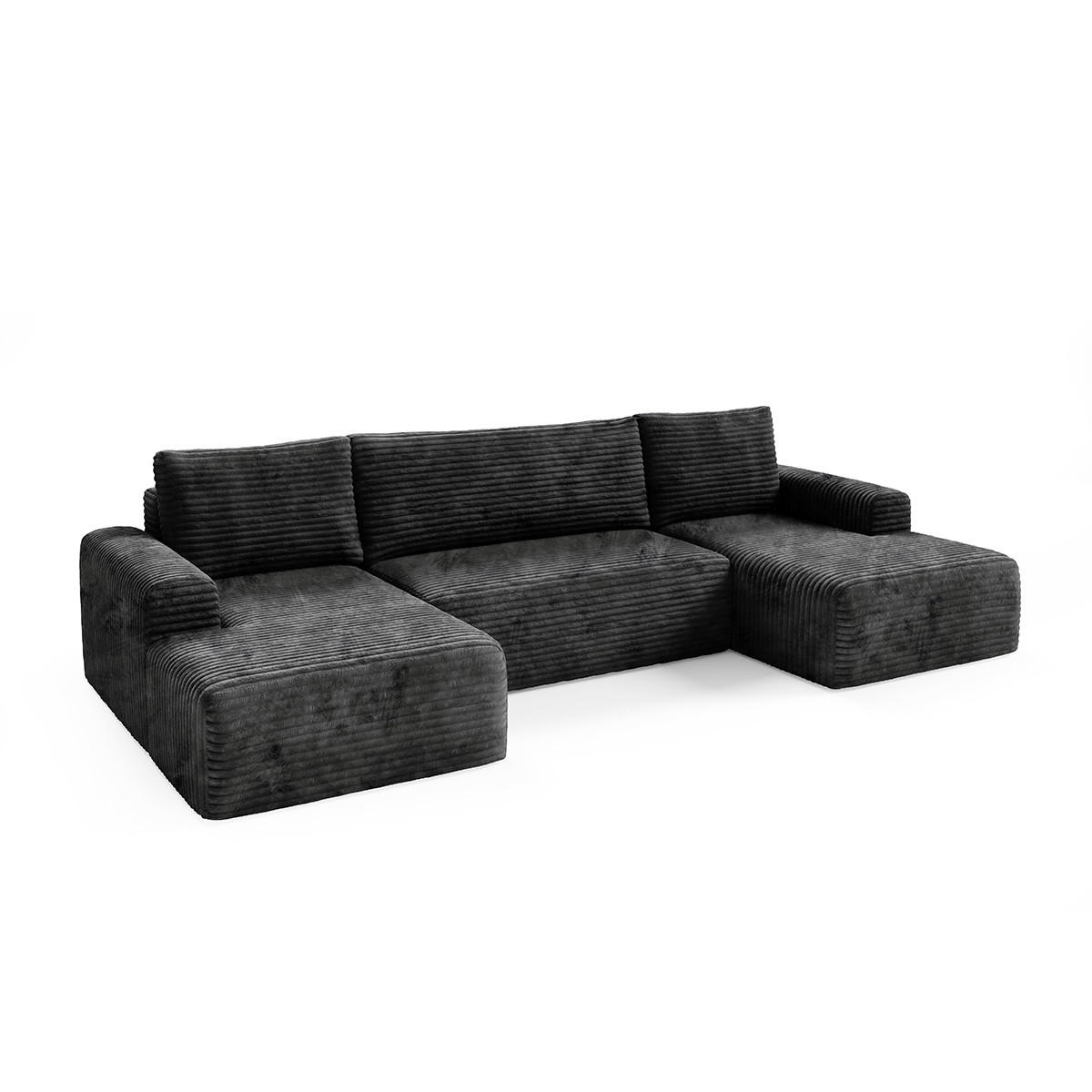 PANORAMASOFA Romeo 5 Sitzplätze Schwarz - Schwarz, Holz (345/92/163cm) - Petits-meubles