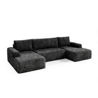 PANORAMASOFA Romeo 5 Sitzplätze Schwarz - Schwarz, Holz (345/92/163cm) - Petits-meubles