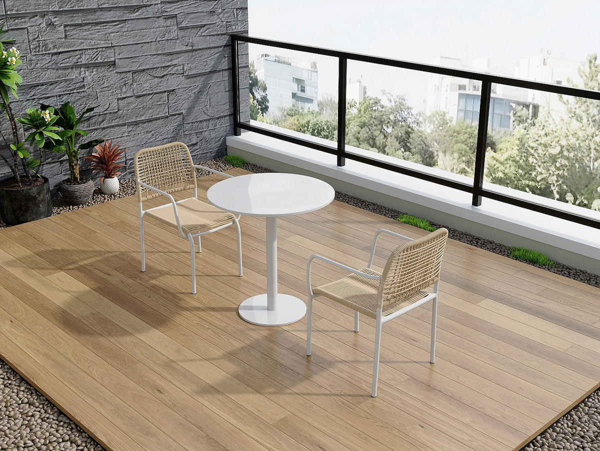 GARTENTISCH - 2 Personen - Metall - Weiß - - Weiß, Metall (60/60/74cm) - Vente-Unique