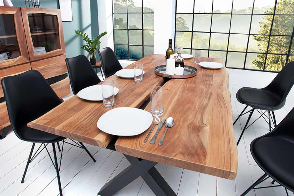 ESSTISCH AMAZONAS Akazie Natur 200cm - Schwarz/Braun, Holz/Metall (98/200/75cm) - riess-ambiente