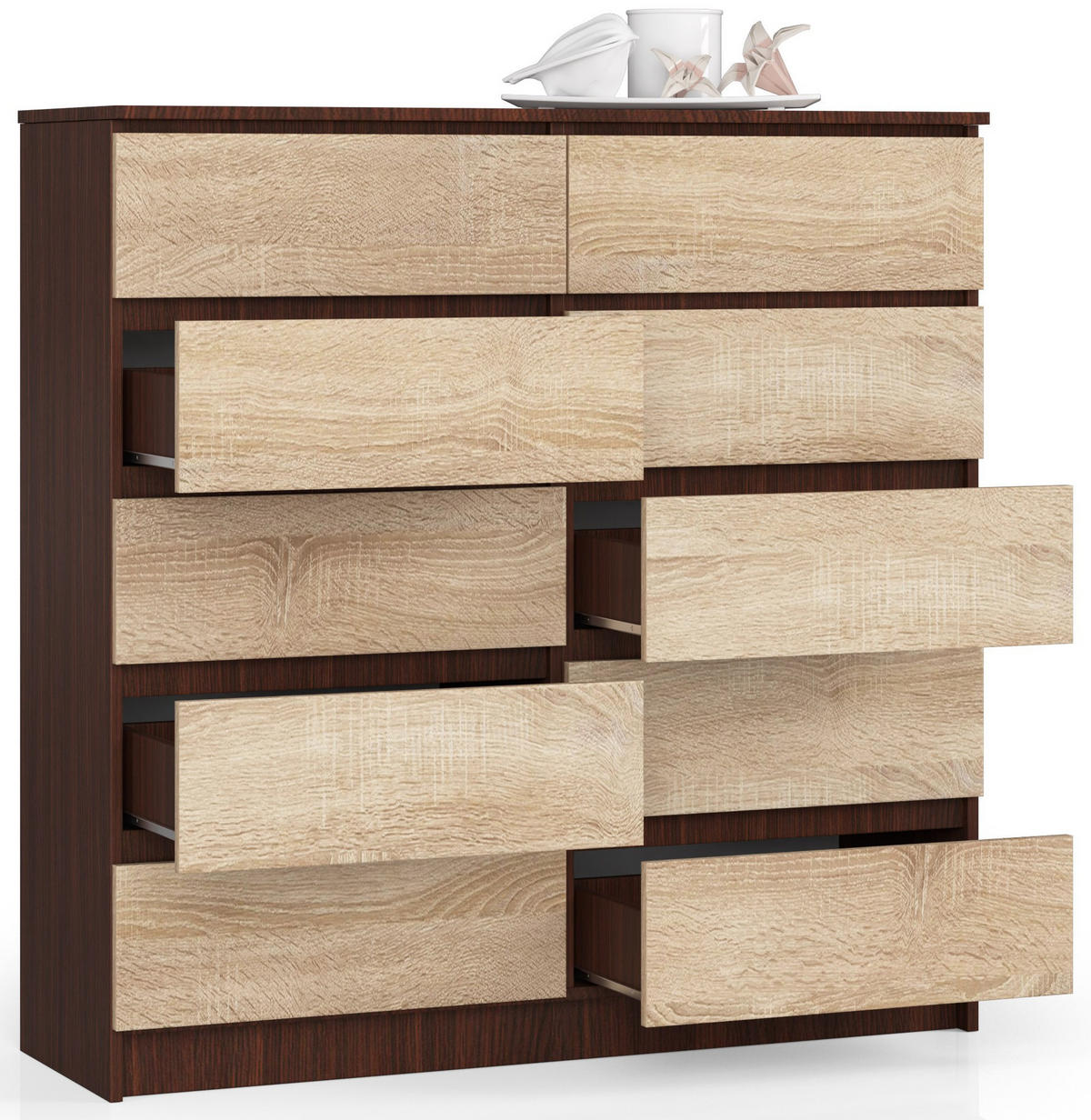 KOMMODE Dunkelbraun, Eiche Sonoma 121/120/40 - Dunkelbraun, Holzwerkstoff (120/121/40cm) - RAUMHIRSCH FURNITURE