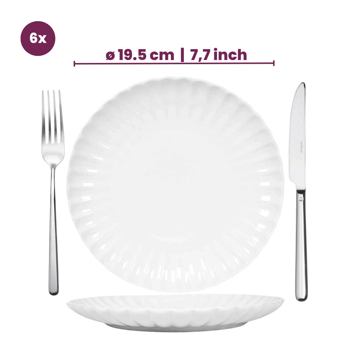 FRÜHSTÜCKTELLER / Dessertteller Cardida Off White ø 19.5 cm - 6 Stück - Weiß, Keramik (1/2/3cm) - Cookinglife