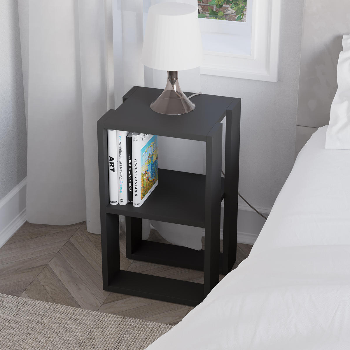 NACHTTISCH Lonie Anthrazit 34/30/55 cm - Anthrazit, Holzwerkstoff (34/55/30cm) - Decortie