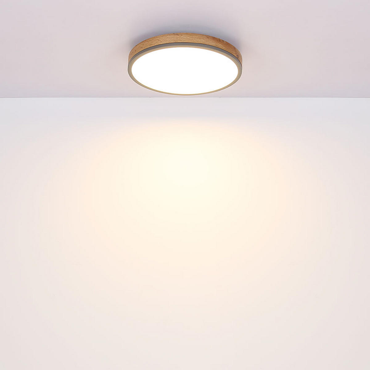 LED DECKENLEUCHTE Holzoptik Braun - Braun, Metall (45/45/8.5cm) - Globo Lighting