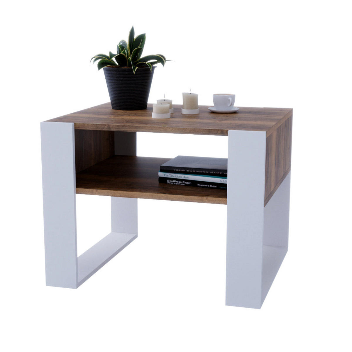 COUCHTISCH KARO 65 - Alteiche/Weiß, Holz (53.6/65/45cm) - Mat-Haus