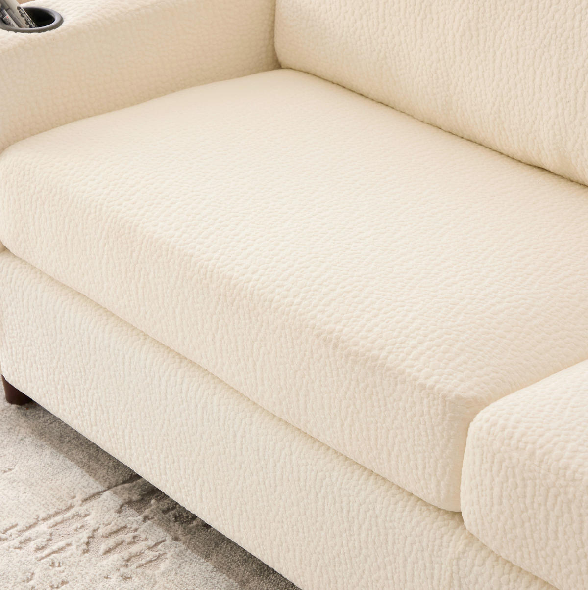 SOFA Zweisitzer mit USB-C 203 x 77,5 x 86 cm Chenille Beige - Beige, Kunststoff (203/86/77.5cm) - Meubliv