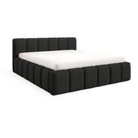 POLSTERBETT KALLA Medium 140x200 cm mit Bettkasten – QUELLE 100 - Schwarz, Holz (140/200cm) - Dekori_Interiors