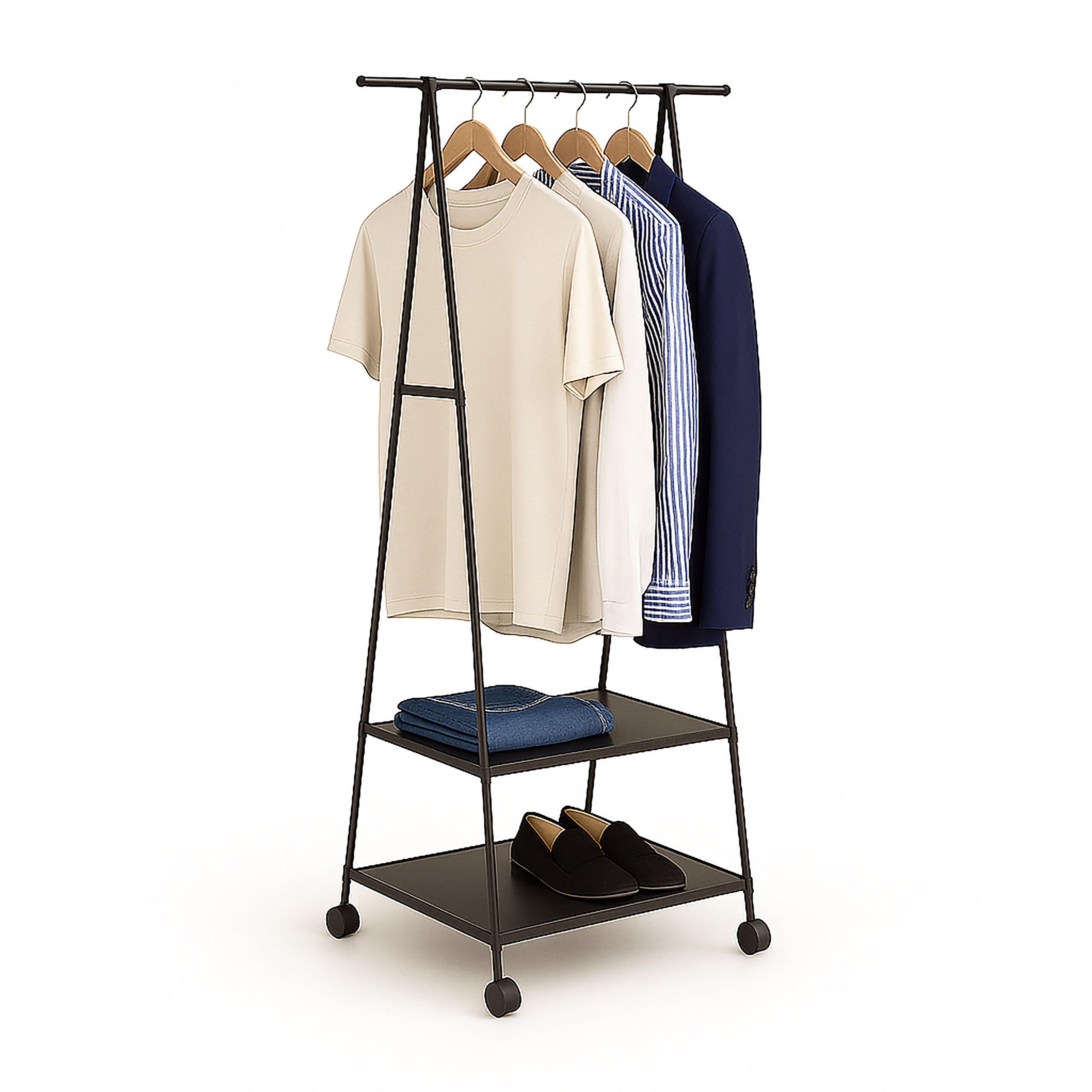 KLEIDERSTÄNDER - Schwarz, Kunststoff/Textil (55/160/42cm) - Relaxdays