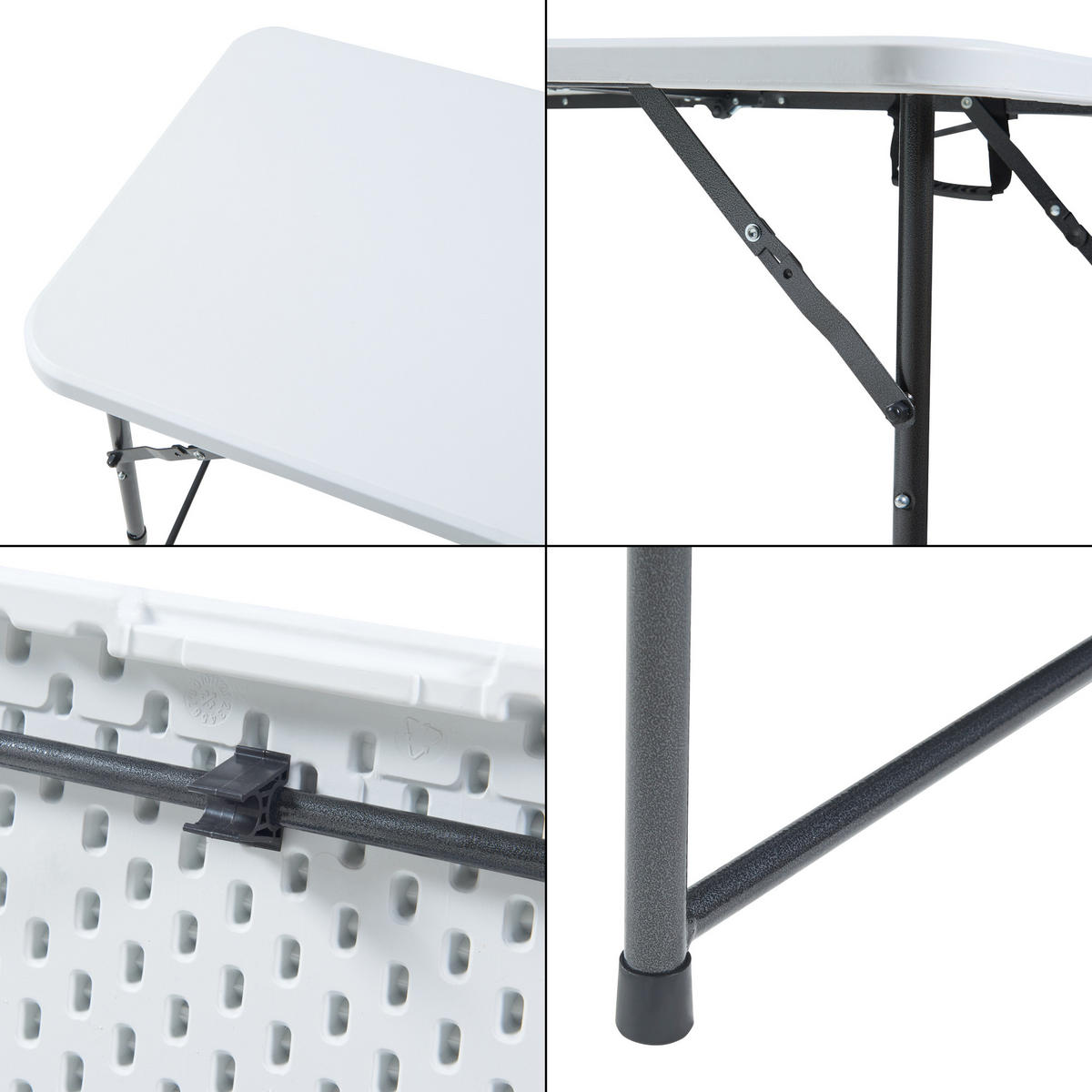 KLAPPTISCH Adelfia - Weiß, Kunststoff/Metall (120/60/90cm) - [en.casa]