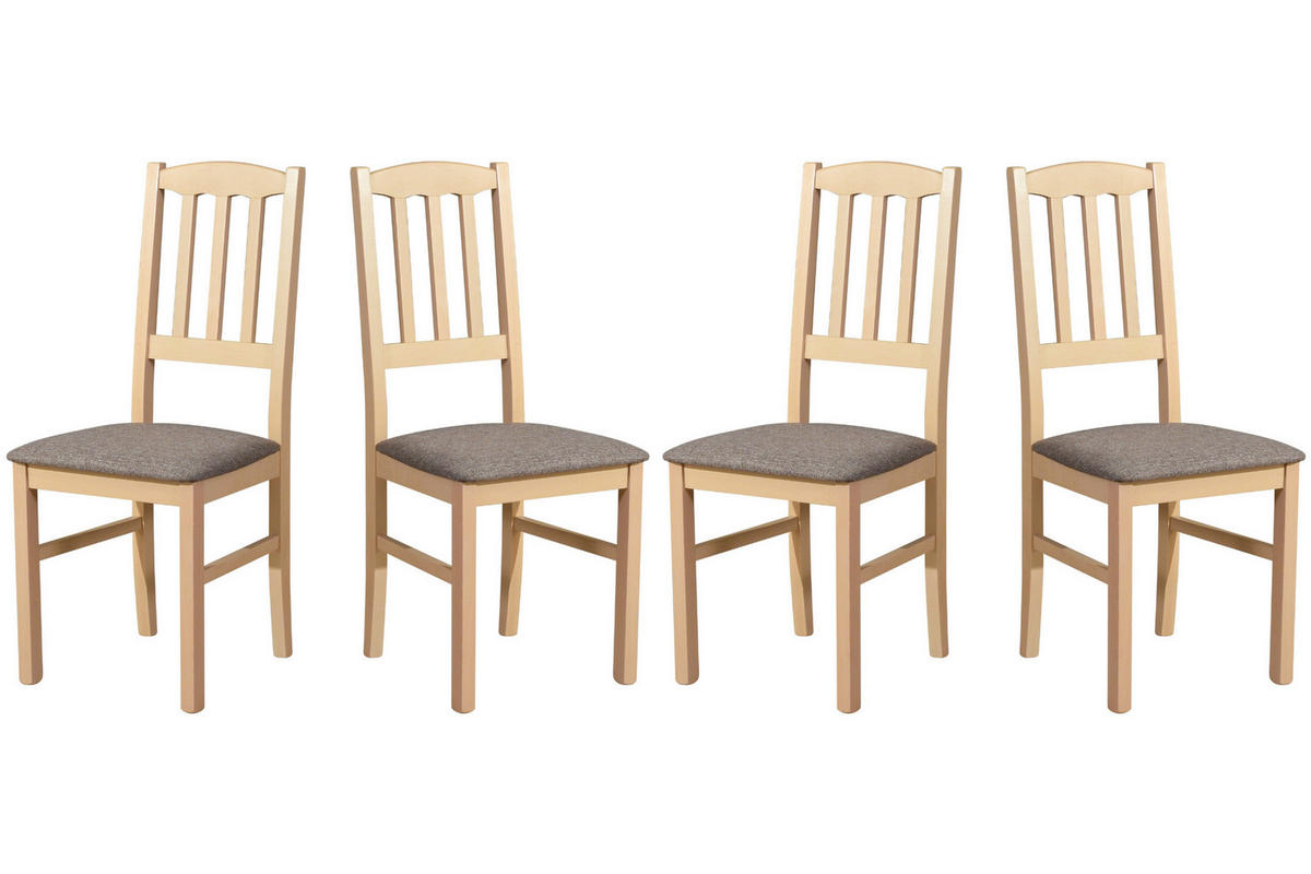 STUHL 4er Set BOS 3, sonoma, hygge 20 - Hellbraun/Sonoma Eiche, Holz (43/94/40cm) - Leaf Design