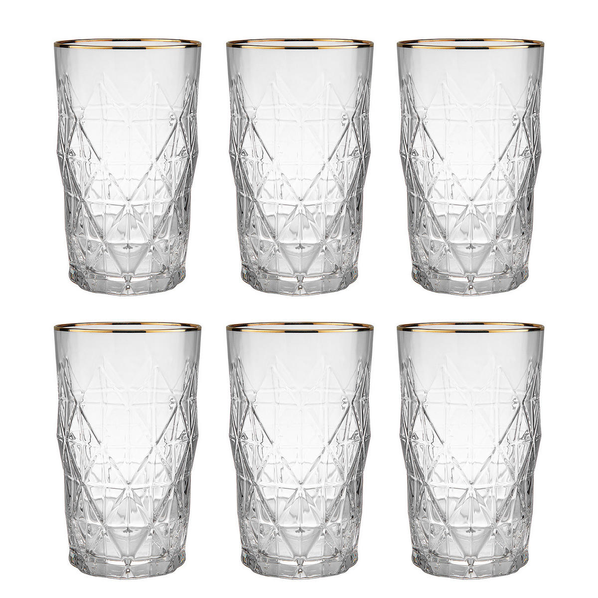 LONGDRINKGLAS (6er Set) Upscale - Goldfarben, Glas (0.46L) - BUTLERS