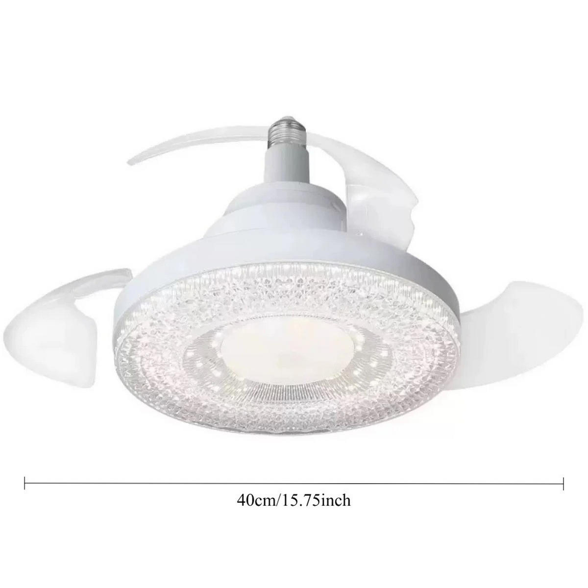 DECKENLEUCHTE mit Ventilator 40cm mit Fernbedienung, 3 Einstellbare Beleuchtungskörper, Typ A - Weiß, Kunststoff (40/40/14cm) - Kaket