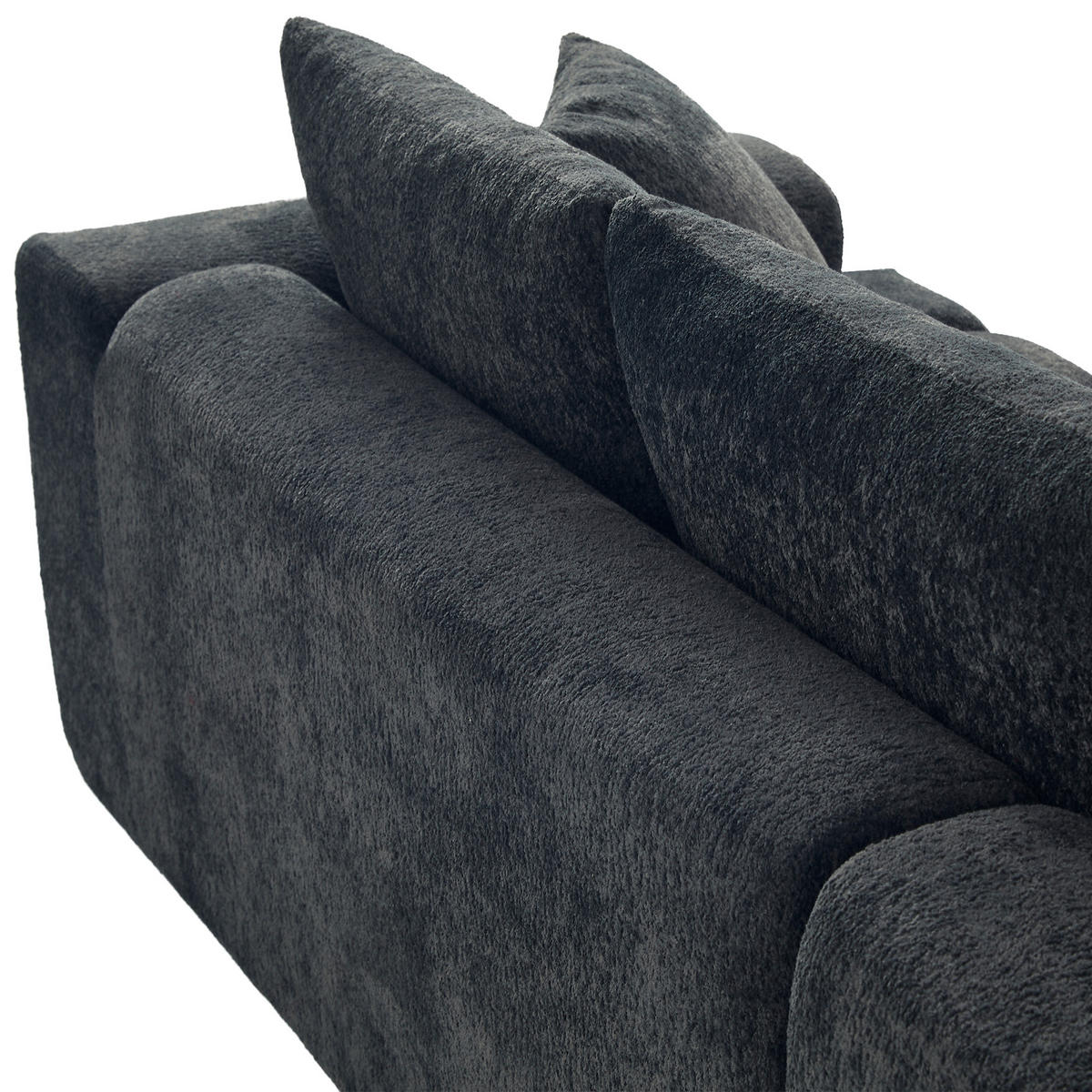 ECKSOFA L-Form 3-Sitzer in Dunkelgrau aus Samt mit linker Chaiselongue - Dunkelgrau, Textil (250/160cm) - CHICFURN