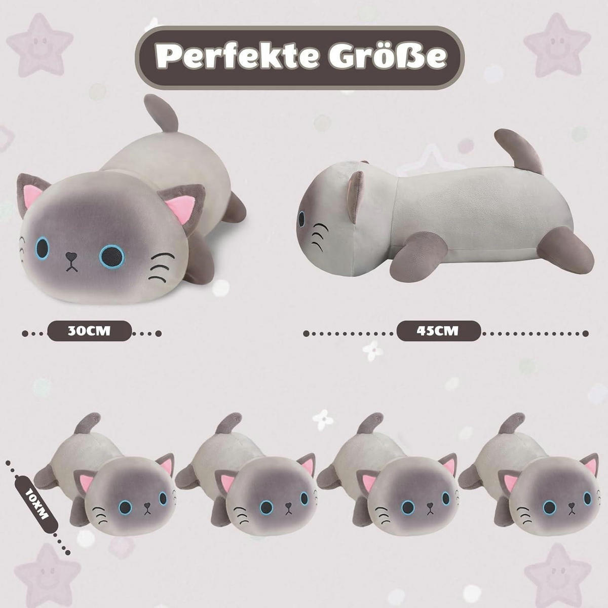PLÜSCHKISSEN 5-teiliges Set Katzenbabys - Grau, Textil (22/50cm)