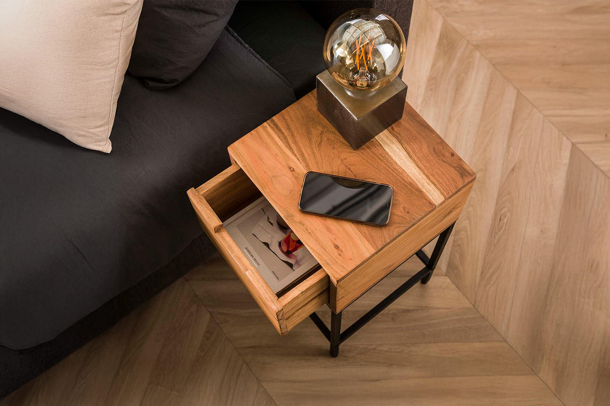 NACHTTISCH FATY Holz Akazie - Braun, Holz (30/60/30cm) - KAWOLA
