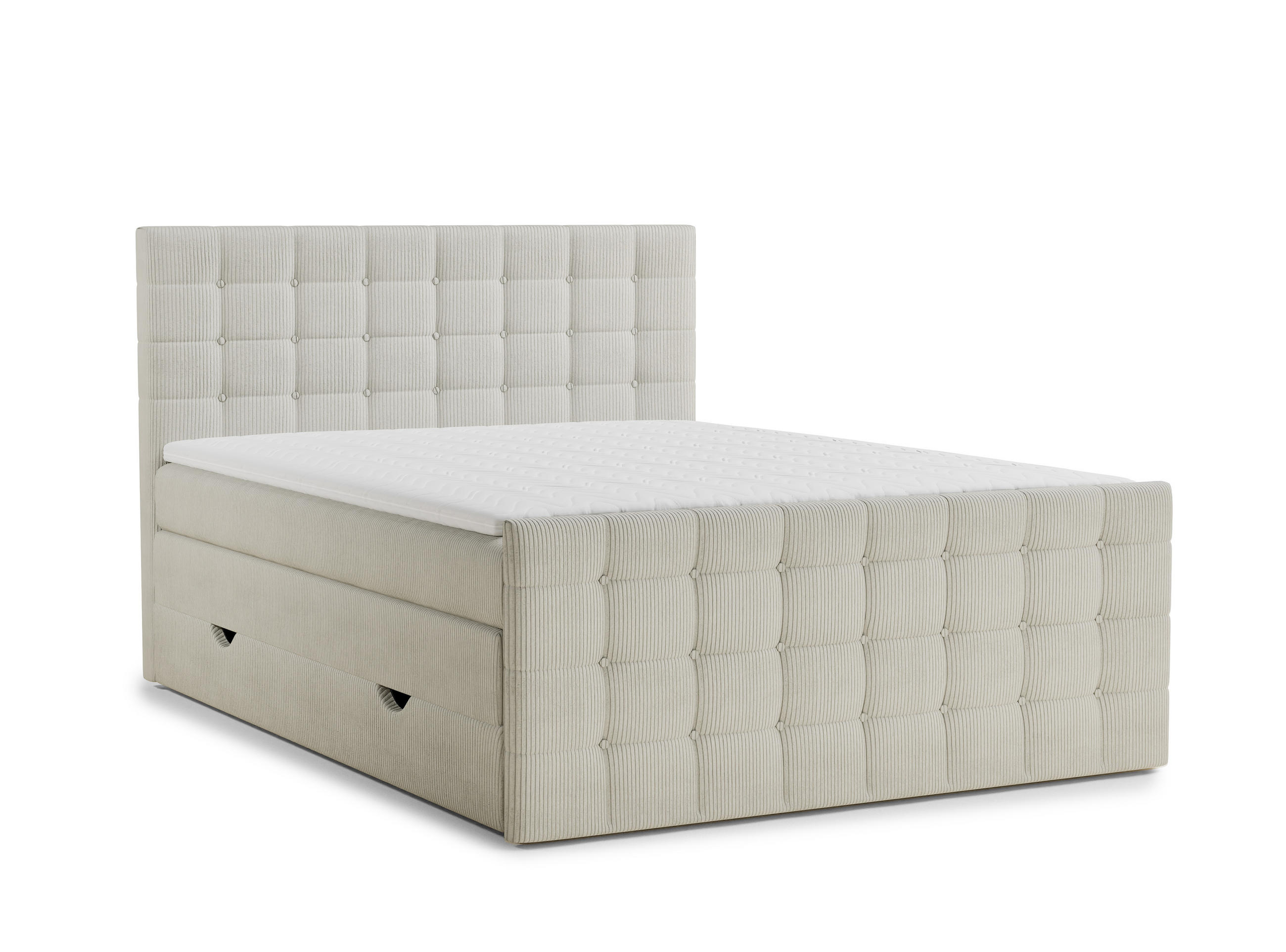 BOXSPRINGBETT Tasca 140/200 cm, in Creme, Bettkasten, Matratze, Topper - Creme/Schwarz, Holz/Holzwerkstoff (140/200cm) - Maison de Reve