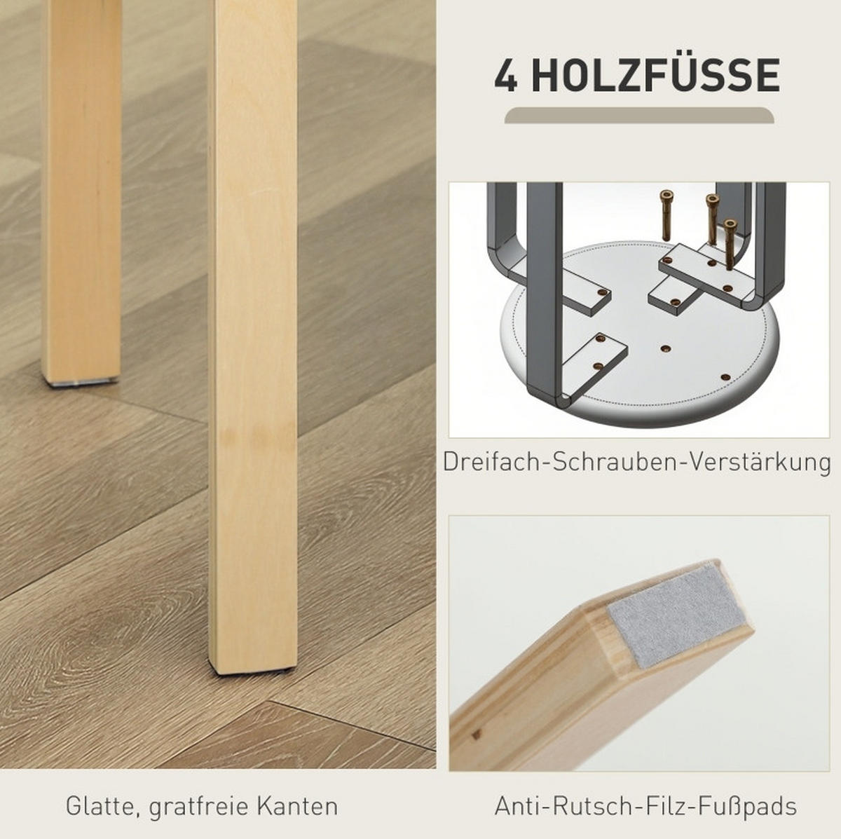 STAPELHOCKER 4er-Set 40/40/45 cm Grau aus Holz - Grau, Holz (40/45/40cm) - MIVRAY