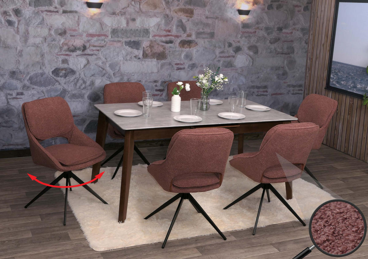 ESSZIMMERSTUHL Braun 6er-Set - Braun, Textil (55/87/55cm) - MCW