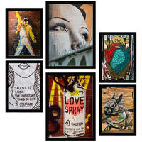 POSTER Set Mit 6 Graffiti Kunst Voller Farbe Anspruch Auf Wandgemälde A3 & A4 Schwarzer Rahmen - Schwarz, Papier (29/3cm) - Nacnic