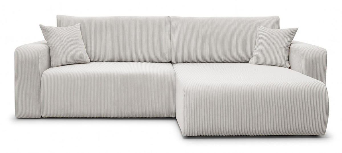 ECKSOFA NELLIO Cord Hellbeige 145 cm L-Form beidseitig - Sandfarben/Beige, Kunststoff/Textil (145/245cm) - Homebook