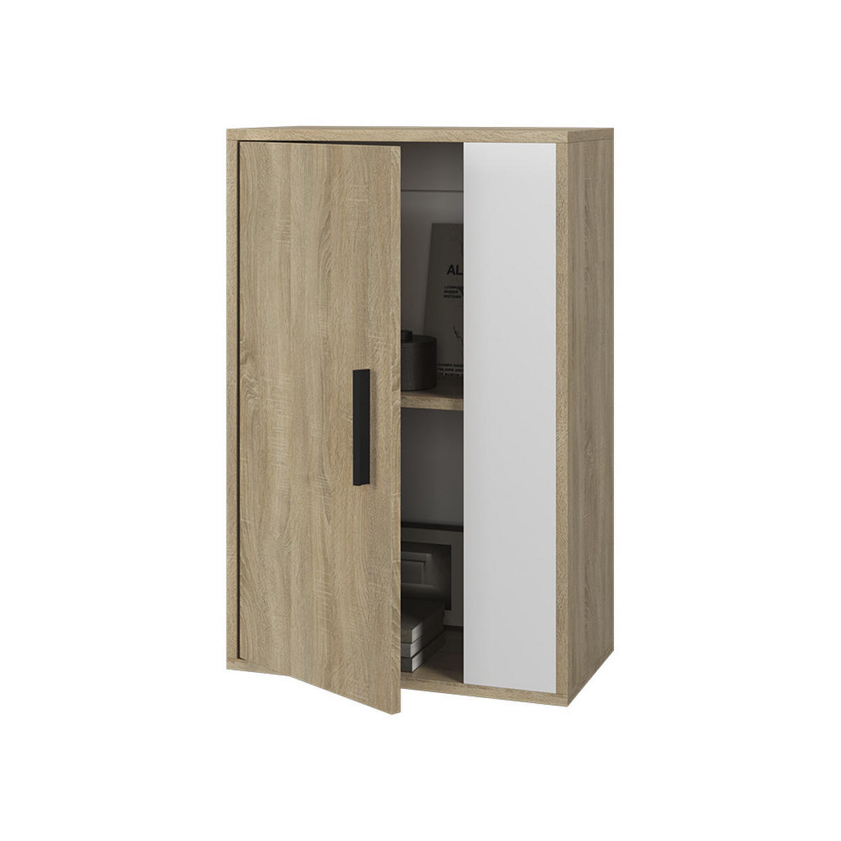 NÁSTĚNNÁ POLICE Berno Sonoma/bílá - bílá/Sonoma dub, kompozitní dřevo (50.1/78.4/28.3cm) - Vicco