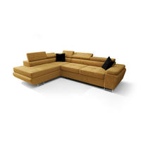 ECKSOFA KONGO RBN04, Eckcouch in L-Form mit Schlaffunktion, Farbe: Gelb, Velourstoff, Ottomane Links - Gelb, Textil (272/200cm) - O-Sofa