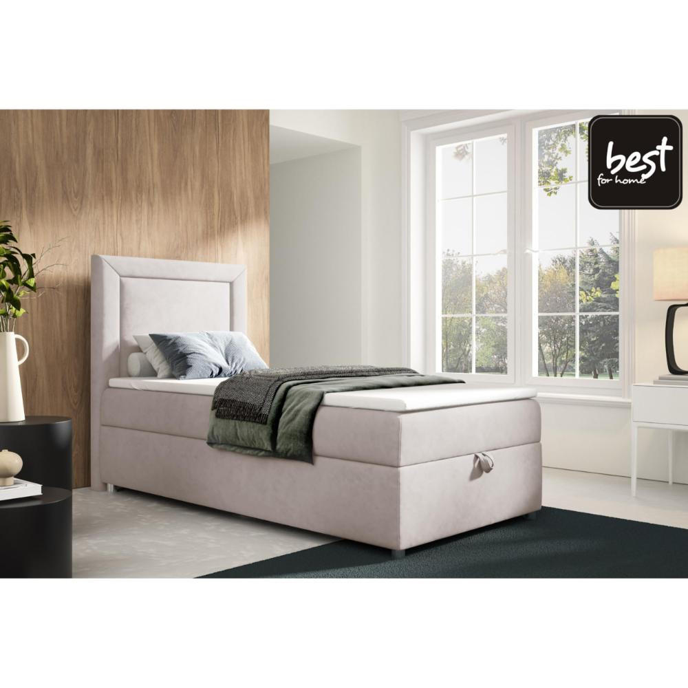BOXBETT mit Bettkasten Trinity K3-SINGLE Bonellfederkern inkl. Topper - Creme, Holz/Holzwerkstoff (100/200cm) - Best For Home