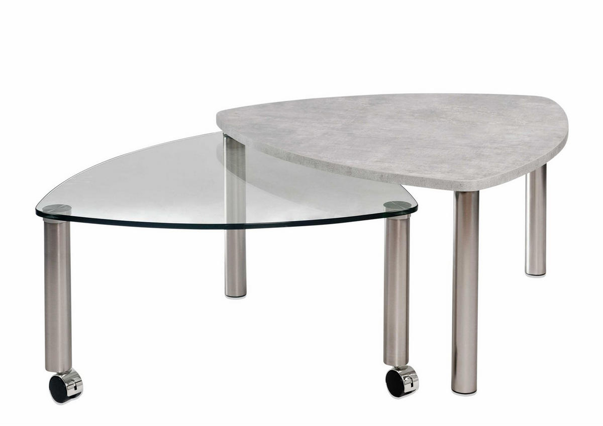 COUCHTISCH Ablage ausdrehbar Clary 80x43x80 Holzwerkstoff Nickel/Beton - Transparent/Grau, Glas (80/80/80cm) - 58aufmkessel