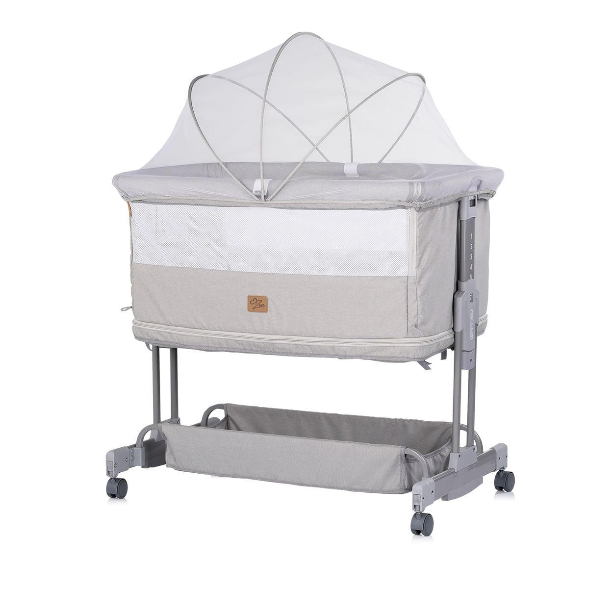 BEISTELLBETT Zen 2 in 1 grau Babybett Schaukelfunktion 7 Höhen Moskitonetz - Grau, Metall (46/81cm) - Chipolino