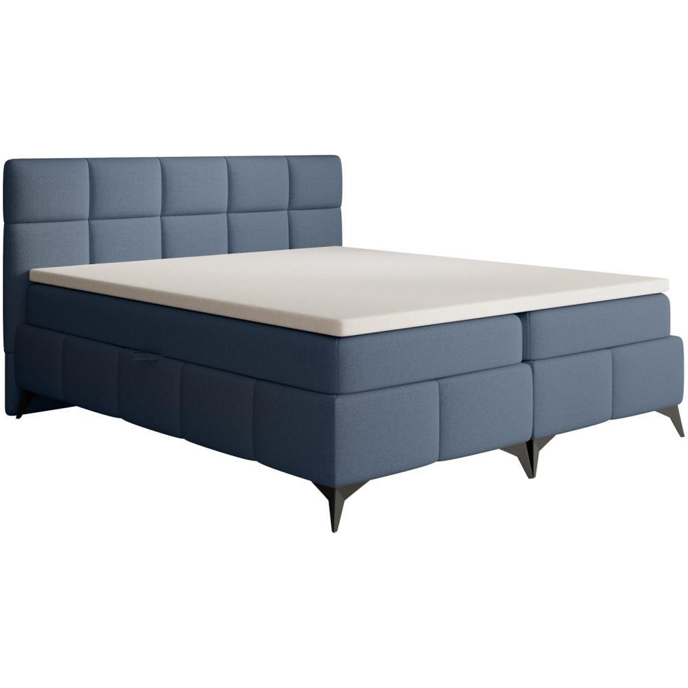 BOXBETT Solido mit Bettkasten 180x200 cm blau - Blau/Schwarz, Textil/Metall (180/200cm) - Beautysofa