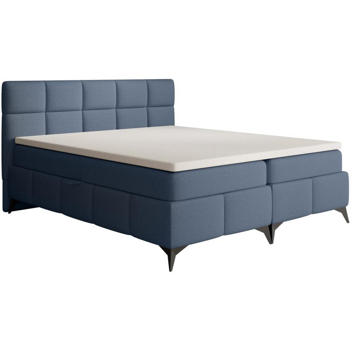 BOXBETT Solido mit Bettkasten 180x200 cm blau - Blau/Schwarz, Textil/Metall (180/200cm) - Beautysofa