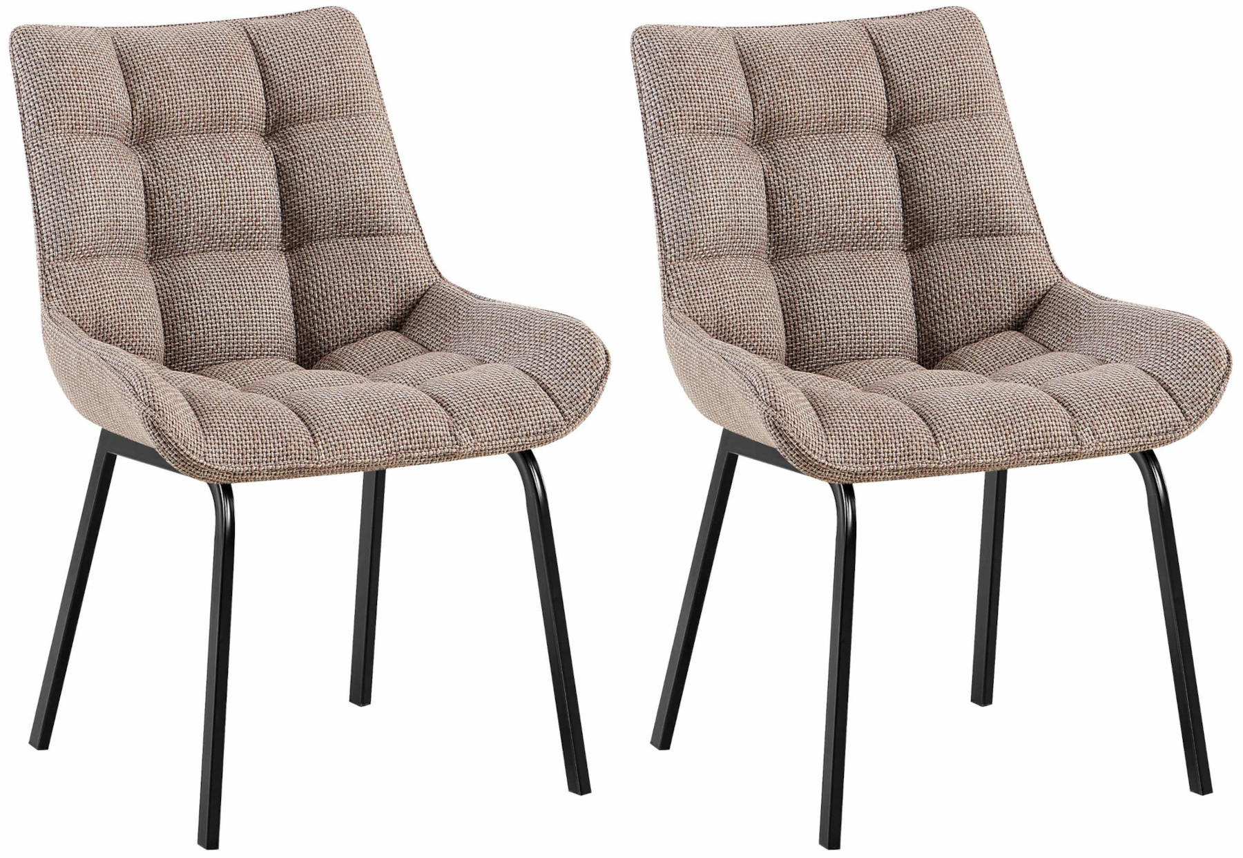 STUHL 2er Set Stoff Terrabraun - Dunkelbraun/Schwarz, Textil/Metall (58/84/57cm) - CLP