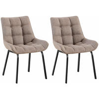 STUHL 2er Set Stoff Terrabraun - Dunkelbraun/Schwarz, Textil/Metall (58/84/57cm) - CLP