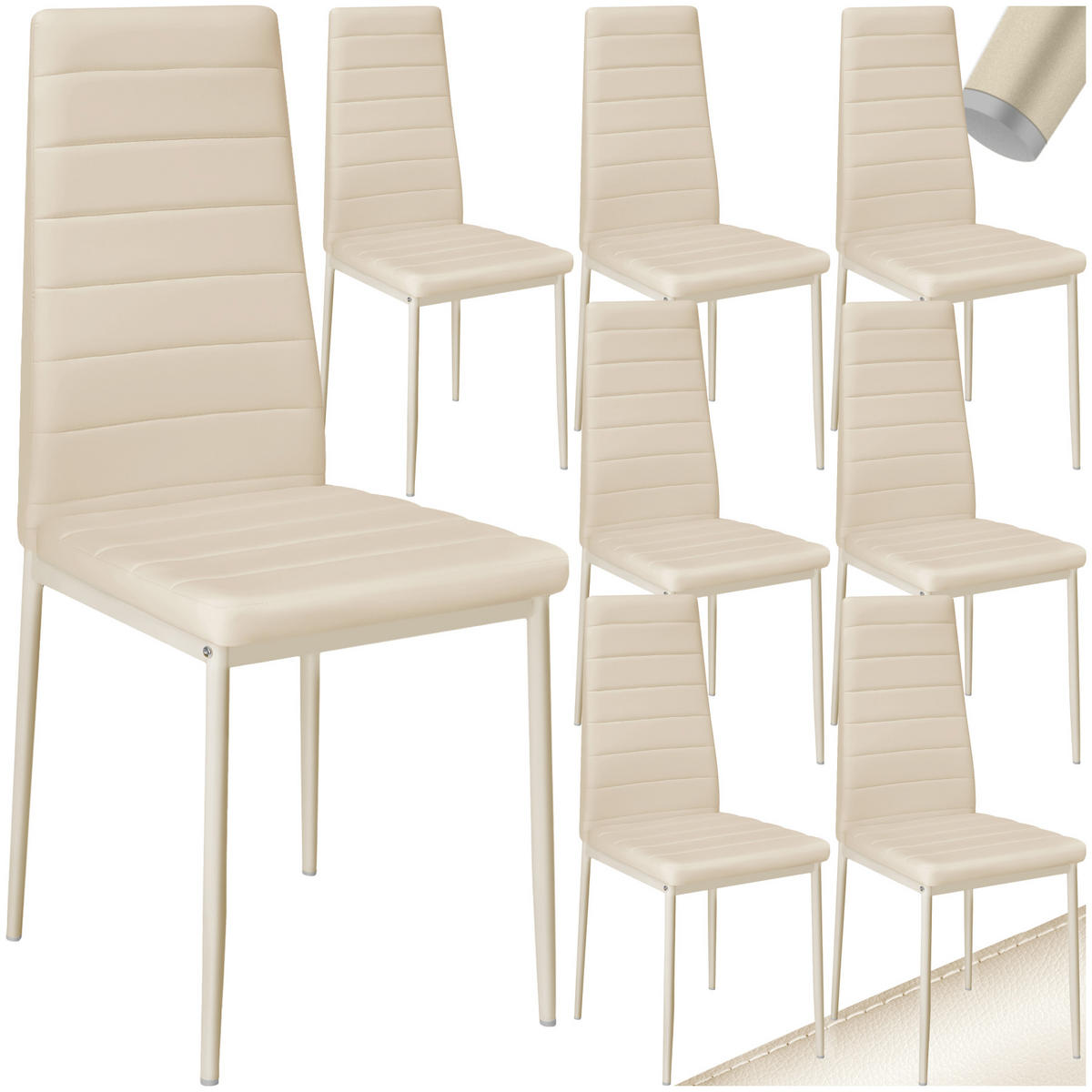 ESSZIMMERSTUHL 8er Set Thomas 41 x 45 x 98 5 cm beige - Beige, Textil (48/98.5/45cm) - tectake