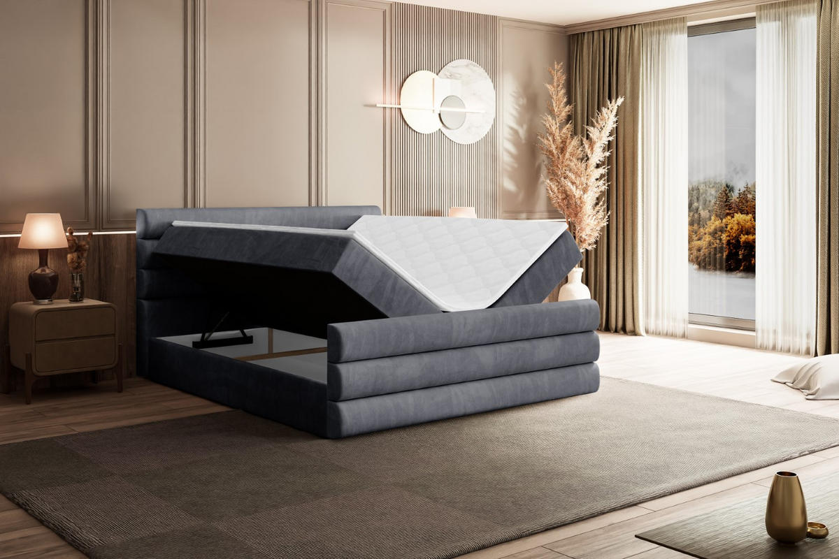 BOXBETT CELESTIA-Z - 120x200 cm - H4 - Dunkelgrau - Dunkelgrau, Holzwerkstoff (120/200cm) - ALTDECOR