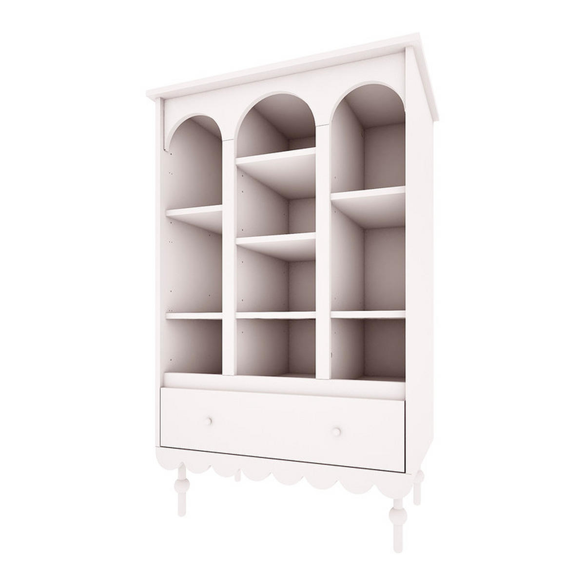 KNIHOVNA Babushka Bílá - bílá, kompozitní dřevo (84/140/35cm) - Petits-meubles