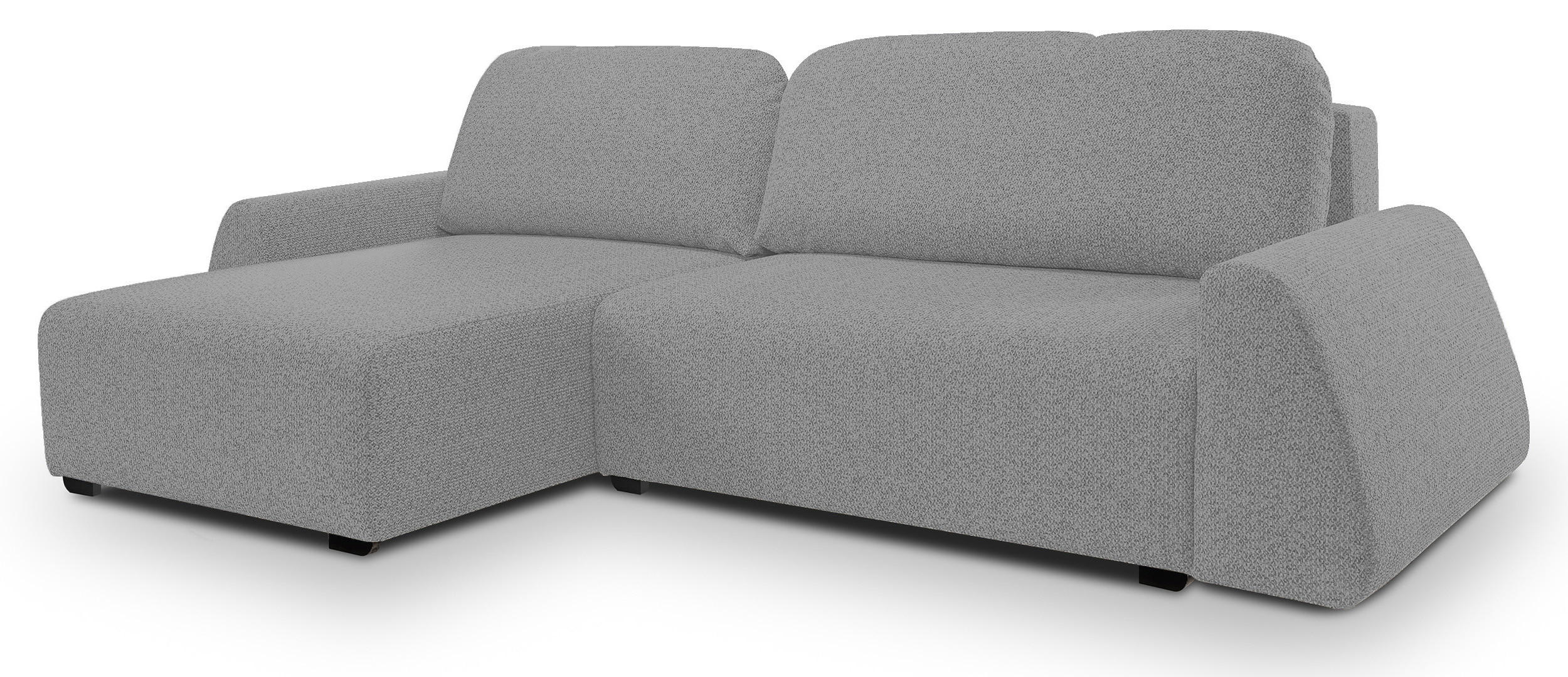 ECKSOFA ALMI mit Schlaffunktion, Bettkasten, Wellenfedern Komfortable Sitzpolsterung Elegantes Design Linke, 160x275 cm Silber - Silberfarben, Holz/Textil (160/275cm) - DomoHome