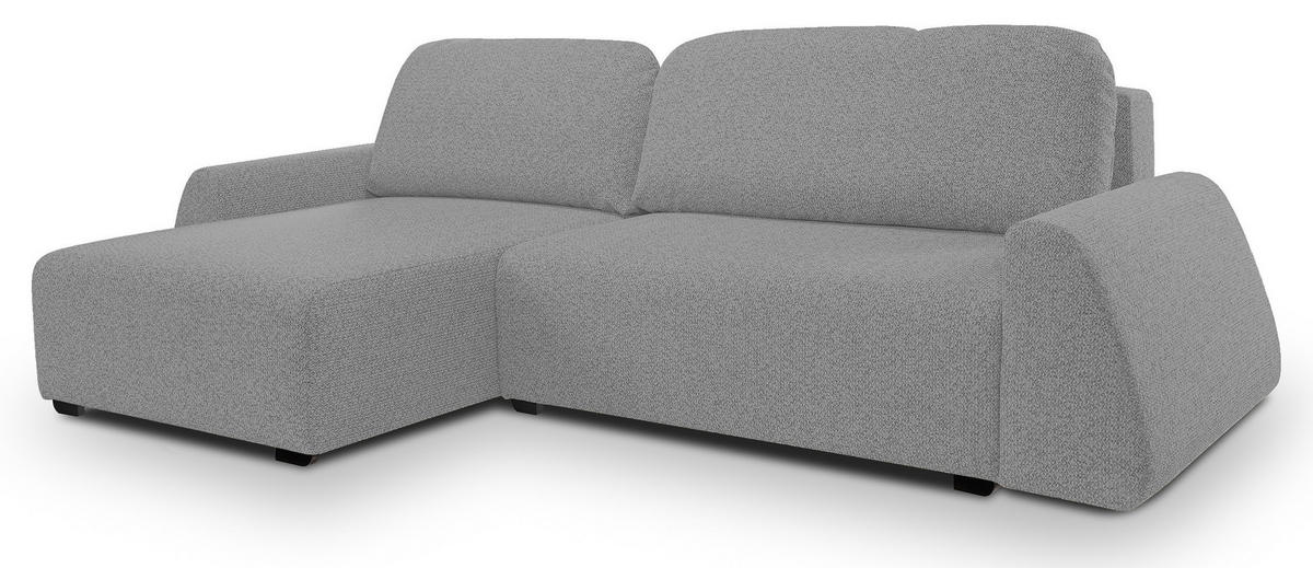 ECKSOFA ALMI mit Schlaffunktion, Bettkasten, Wellenfedern Komfortable Sitzpolsterung Elegantes Design Linke, 160x275 cm Silber - Silberfarben, Holz/Textil (160/275cm) - DomoHome