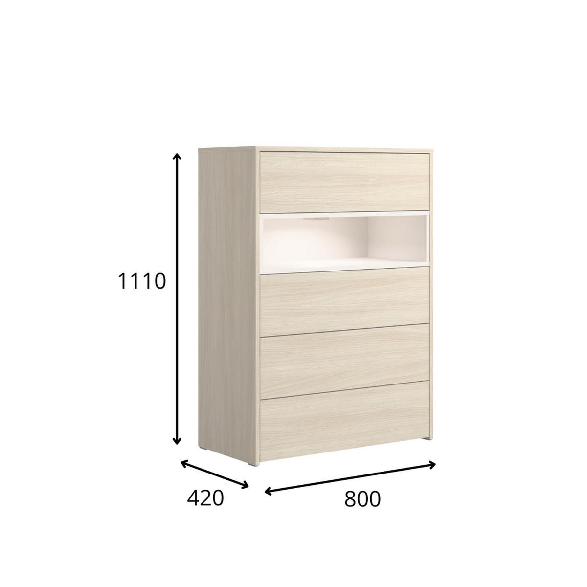 KOMMODE Barista Oak, Wüstensand 80/111/42 - Eiche Bianco, Holzwerkstoff (80/111/42cm) - RAUMHIRSCH FURNITURE