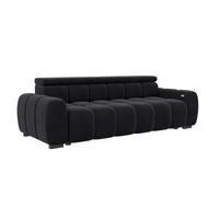 BIGSOFA ALESSIO Velours Schwarz mit elektrischer Sitztiefenverstellung - Schwarz, Kunststoff/Textil (248/77/108cm) - 99rooms