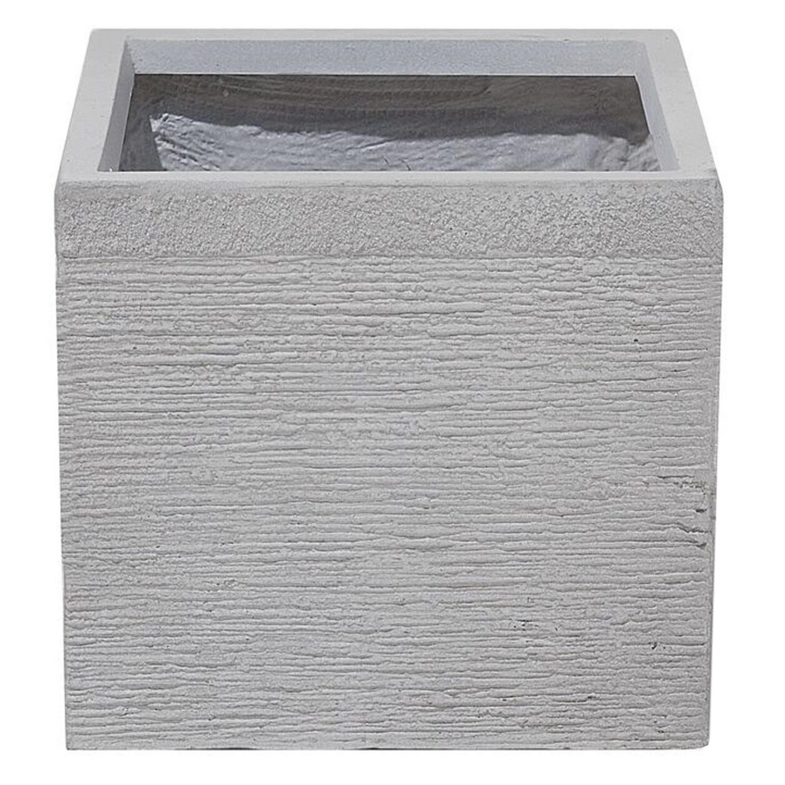 BLUMENTOPF weiß quadratisch 30/30/28 cm Paros - Weiß, Naturmaterialen (28cm) - Beliani