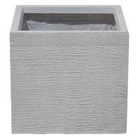 BLUMENTOPF weiß quadratisch 30/30/28 cm Paros - Weiß, Naturmaterialien (28cm) - Beliani