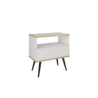 NACHTTISCH Weiß - S-54, Hochglanz, Schubladen Push-to-Open 54x39x59 cm Weiß/Schwarz - Schwarz/Weiß, Holzwerkstoff/Kunststoff (54/59/39cm) - DomoHome