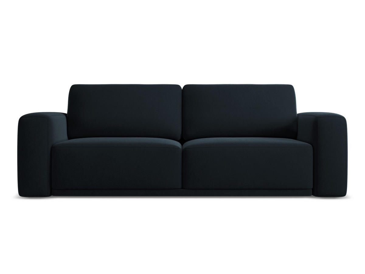 3-SITZER SOFA mit Schlaffunktion Samt Stoff Blau - Blau/Schwarz, Kunststoff/Textil (242/91/100cm) - Makamii