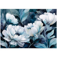 FOTOTAPETE Blumen Abstrakt Blau 150x105 cm - Multicolor, Papier (150/105cm) - Wallarena