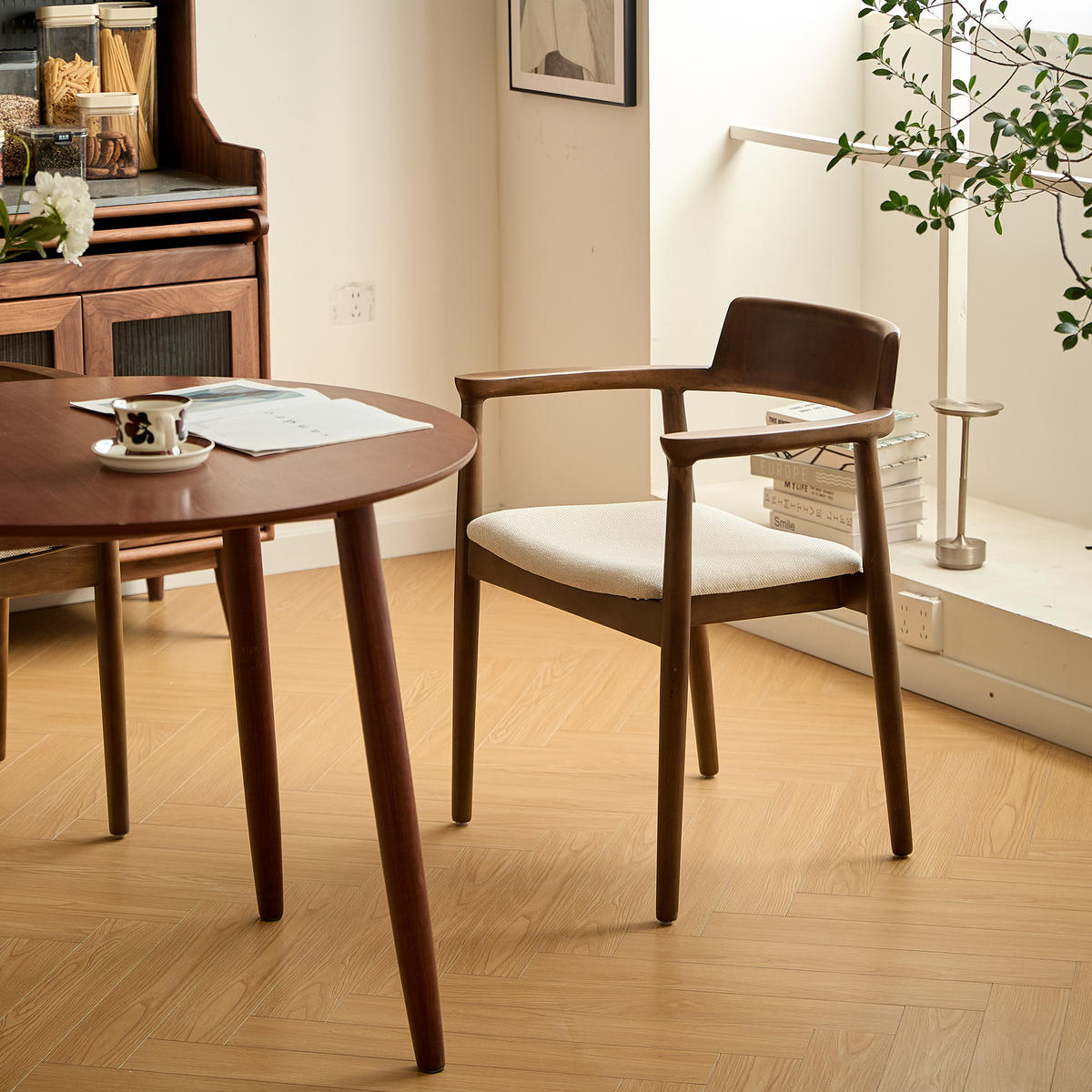 STUHL 2er-Set dunklem Holz Beige - Braun, Holz (58/75/57.5cm) - Nordlys