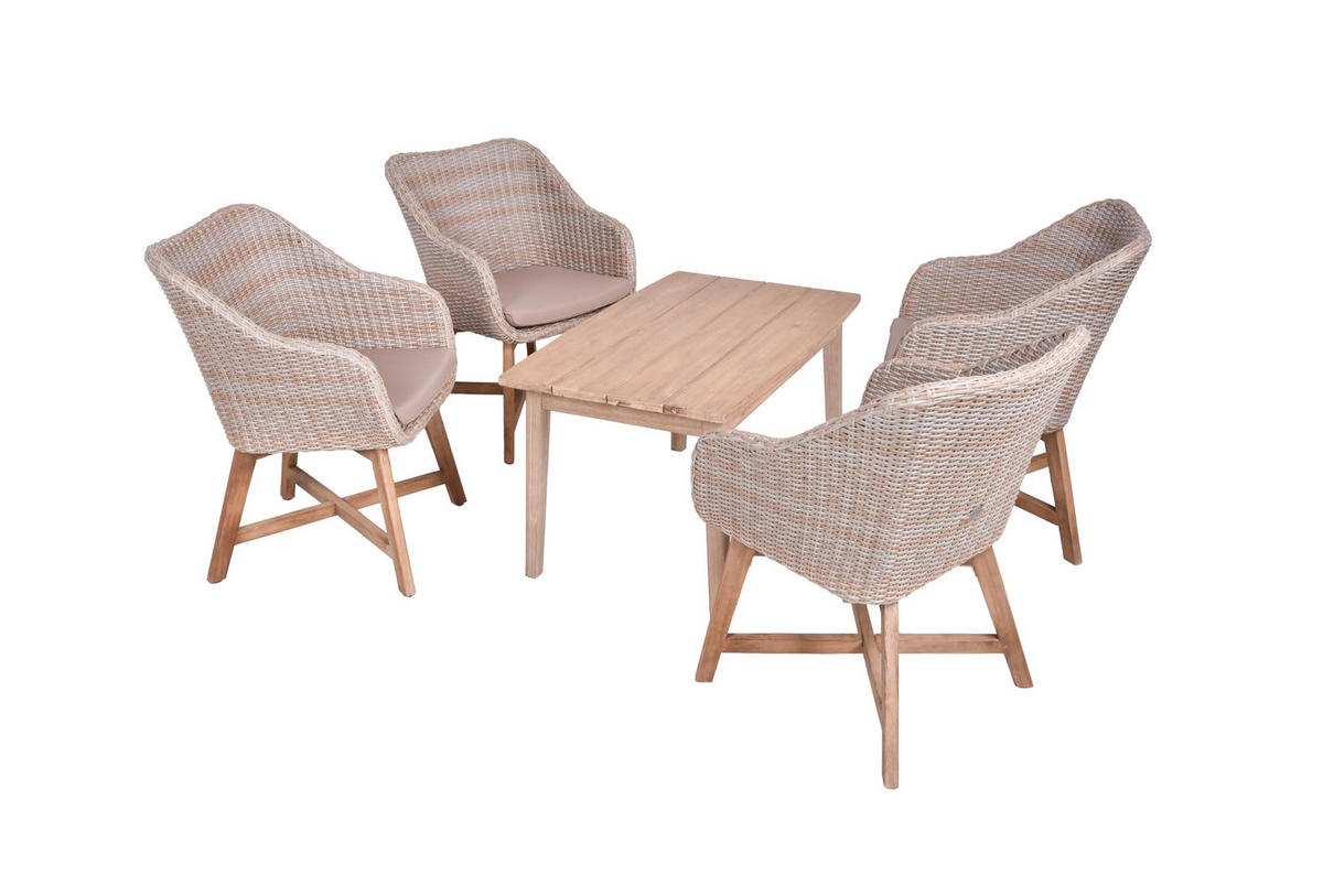 GARTEN-SITZGRUPPE Vienna 5-teilig Gartenmöbel-Set - Braun, Holz - DELUKE