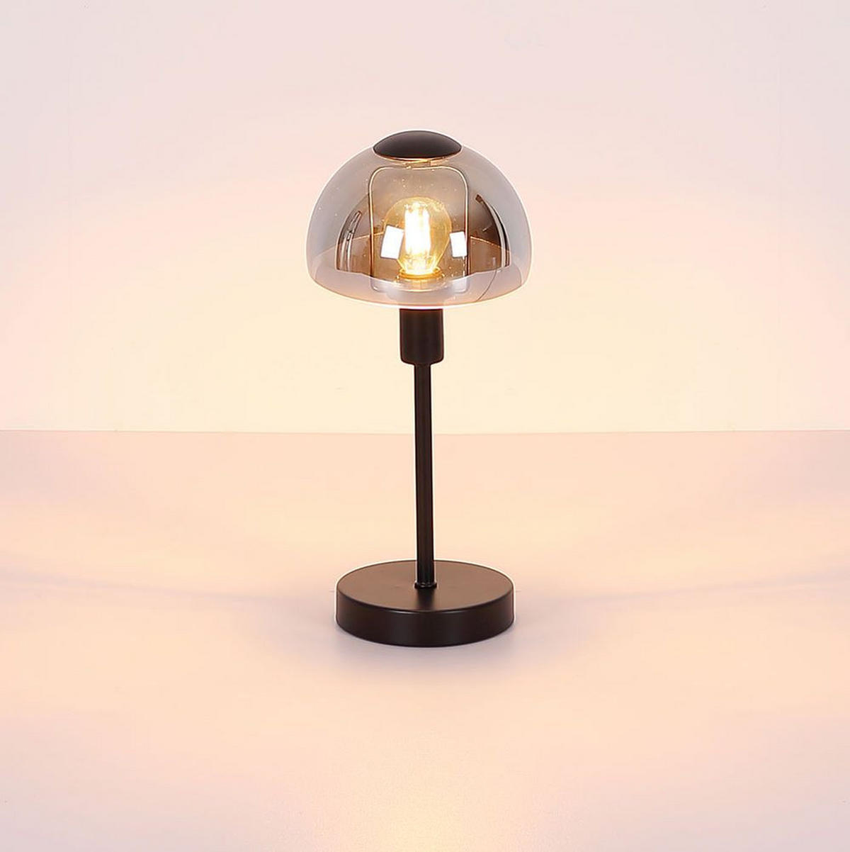 LED TISCHLEUCHTE KOKKINI Rauchoptik Schwarz - Schwarz, Glas (15/15/32cm) - Globo Lighting