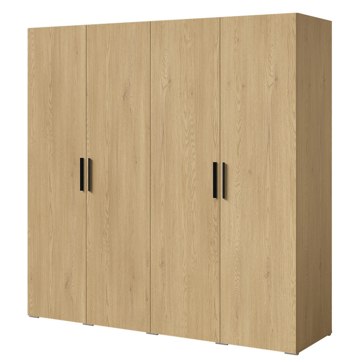 DREHTÜRENSCHRANK Napoli 4D 200 Eiche Cremona (schwarzer oder goldener Griff) - Eichefarben/Silberfarben, Holzwerkstoff/Kunststoff (200/35/60cm) - mzm24