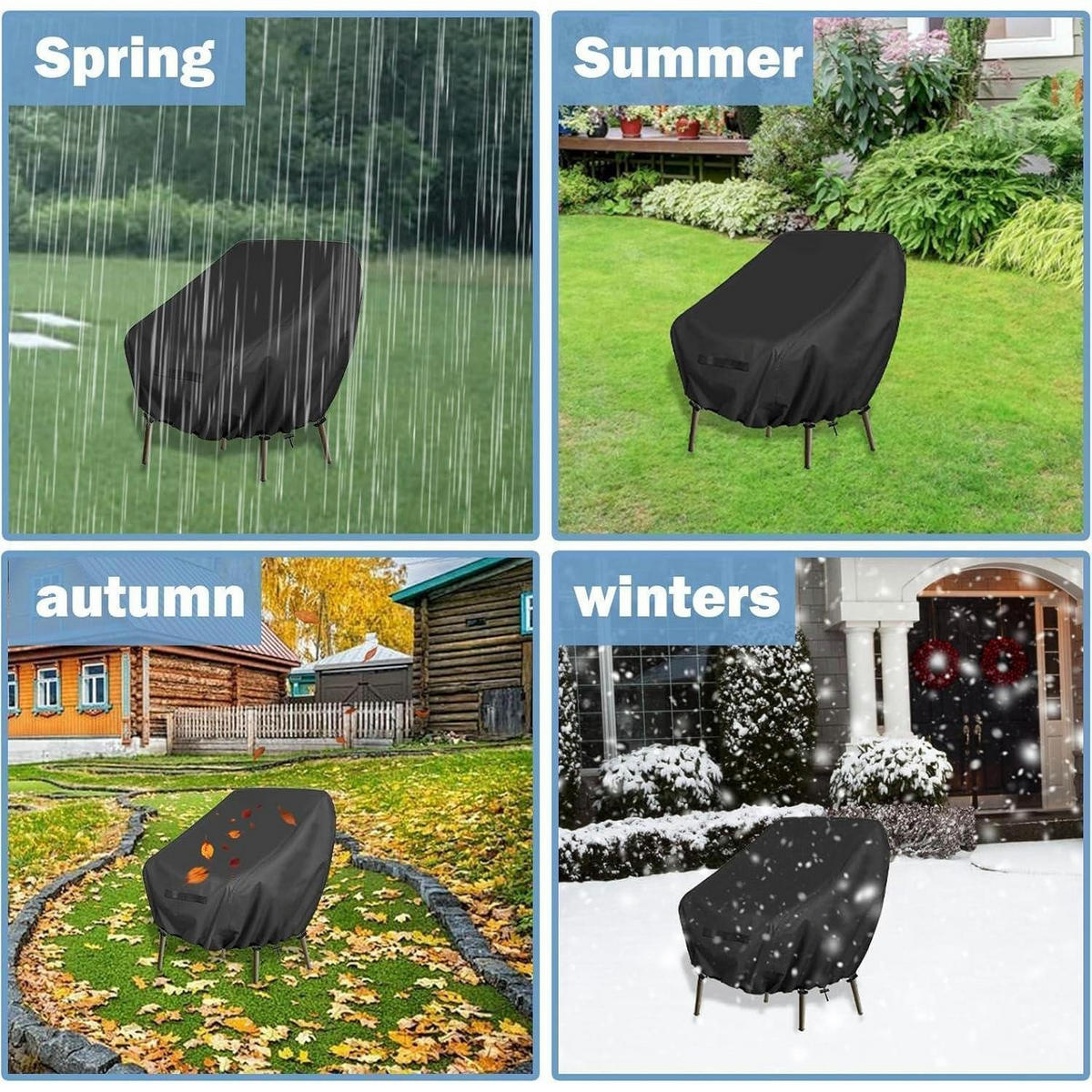 GARTENSESSEL Abdeckung 2-teiliges Set 89 x 97 x 74 cm - Schwarz, Kunststoff (20/3/25cm)